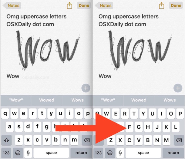How to get uppercase keyboard keys again in iOS on iPhone, iPad, iPod touch