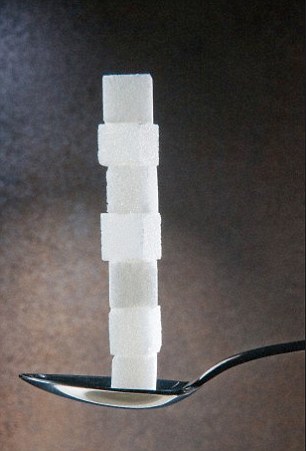 Adults should restrict the amount of sugar in their diet to just seven cubes, left