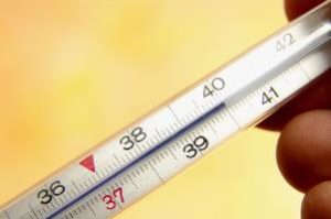 термометр показывает температуру 40 °C